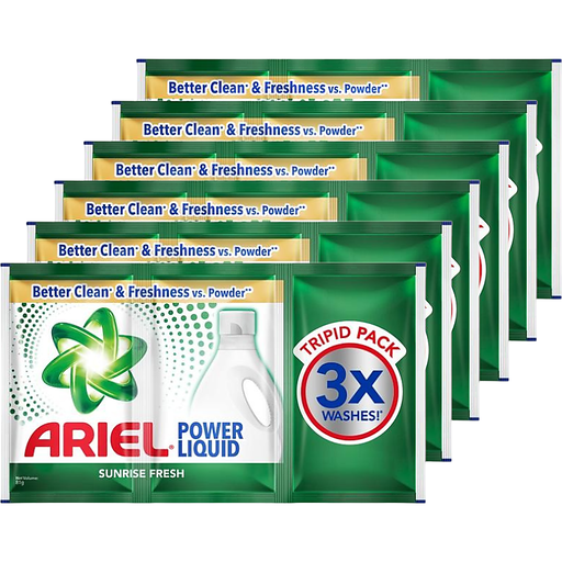 Ariel Liquid Detergent Power Gel Sunrise Fresh Triquid 85g 6's